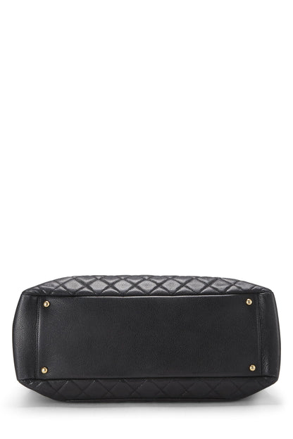 Chanel, Pre-Loved Black Quilted Caviar Grand Shopping Tote (GST), Black