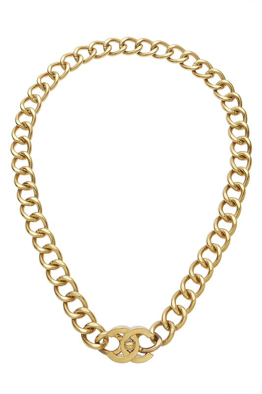 Chanel, Pre-Loved Gold 'CC' Turnlock Necklace Large, Gold