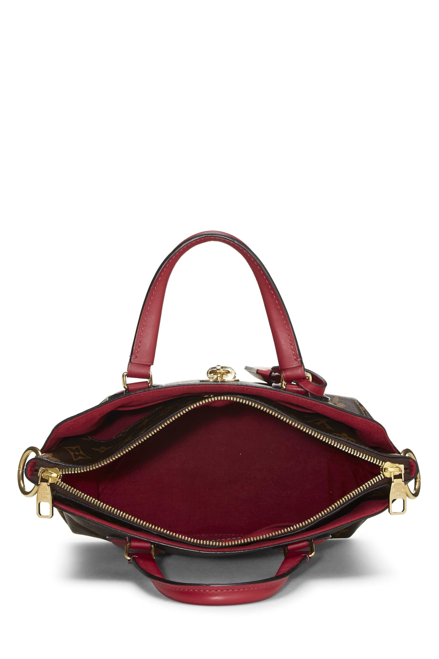 Louis Vuitton, Bolso tote PM con cremallera y flor con monograma rojo Pre-Loved, Rojo