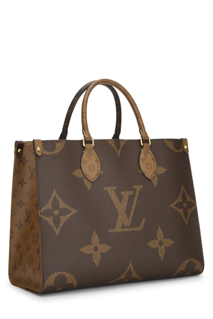 Louis Vuitton, Pre-Loved Brown Giant Monogram On The Go MM, Brown