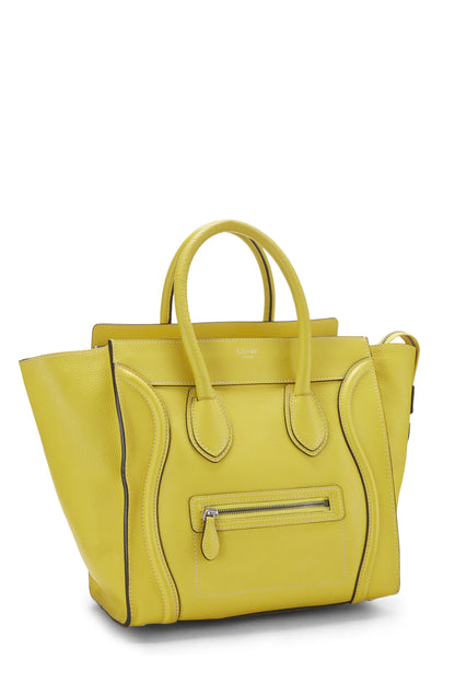 Céline, Mini maleta de piel de becerro con tambores amarillos Pre-Loved, Amarillo