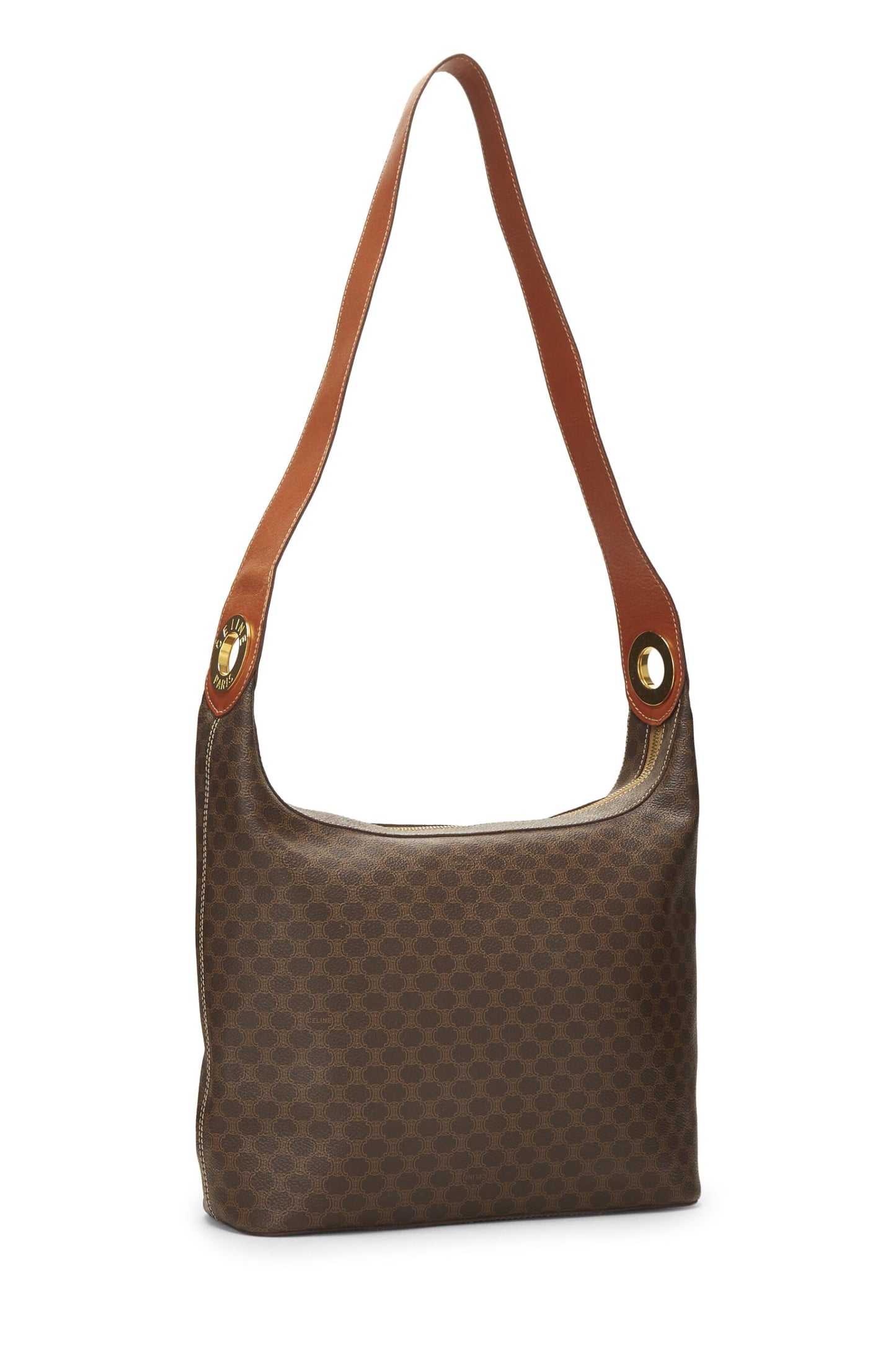 Céline, sac à bandoulière en toile enduite marron Macadam d'occasion, marron