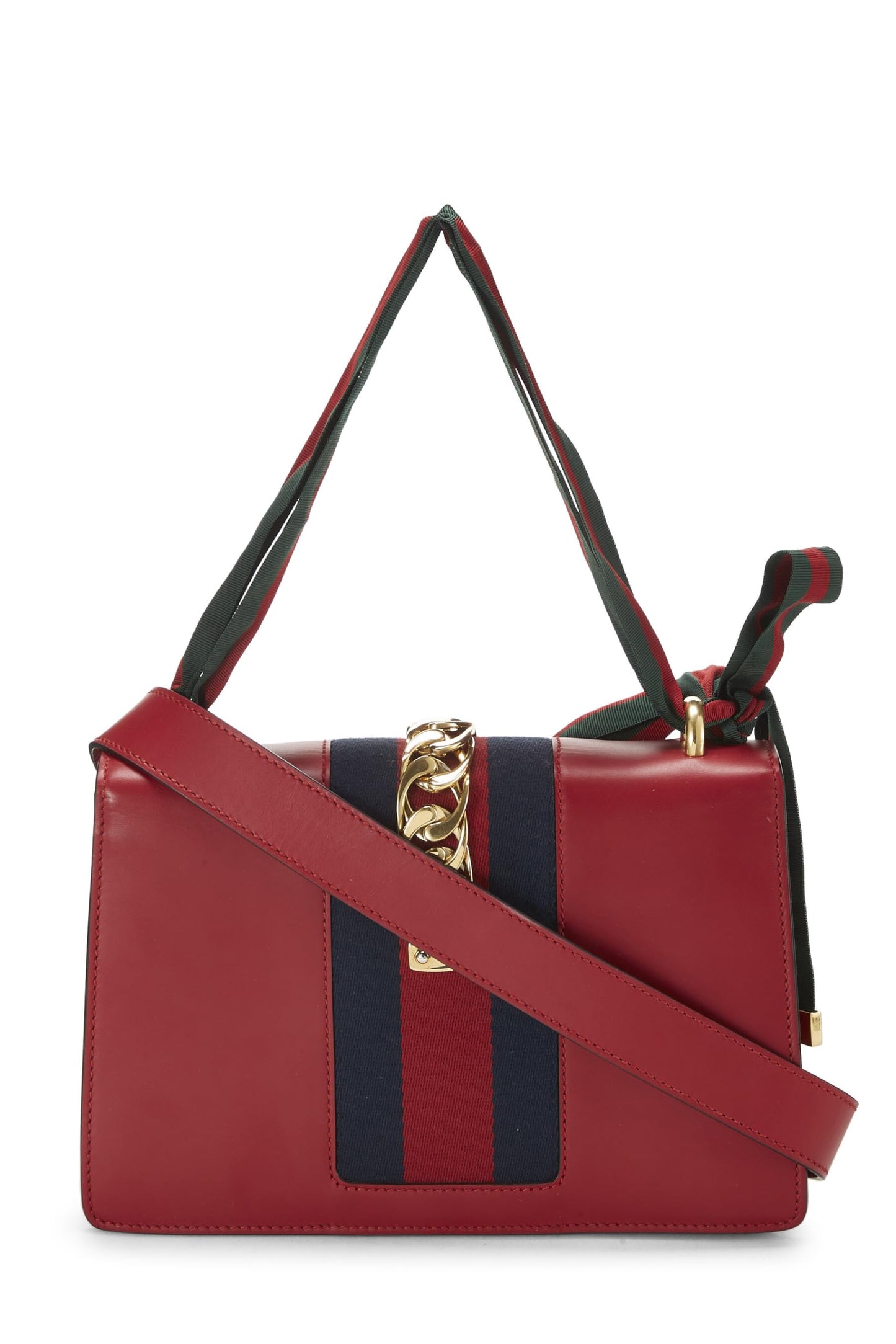 Gucci, Pre-Loved Red Leather Sylvie Shoulder Bag, Red