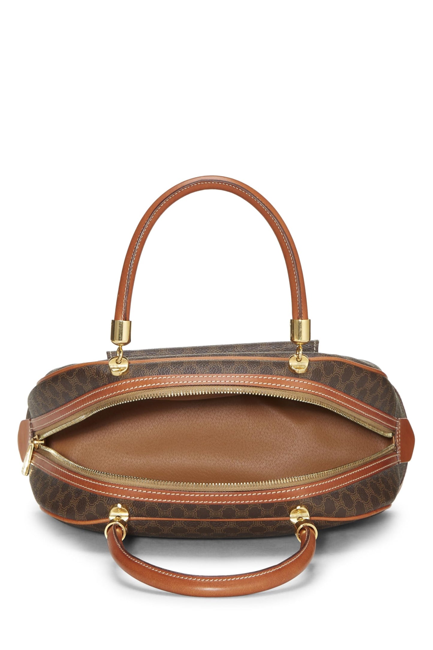 Céline, Pre-Loved Brown Coated Canvas Macadam Handbag, Brown