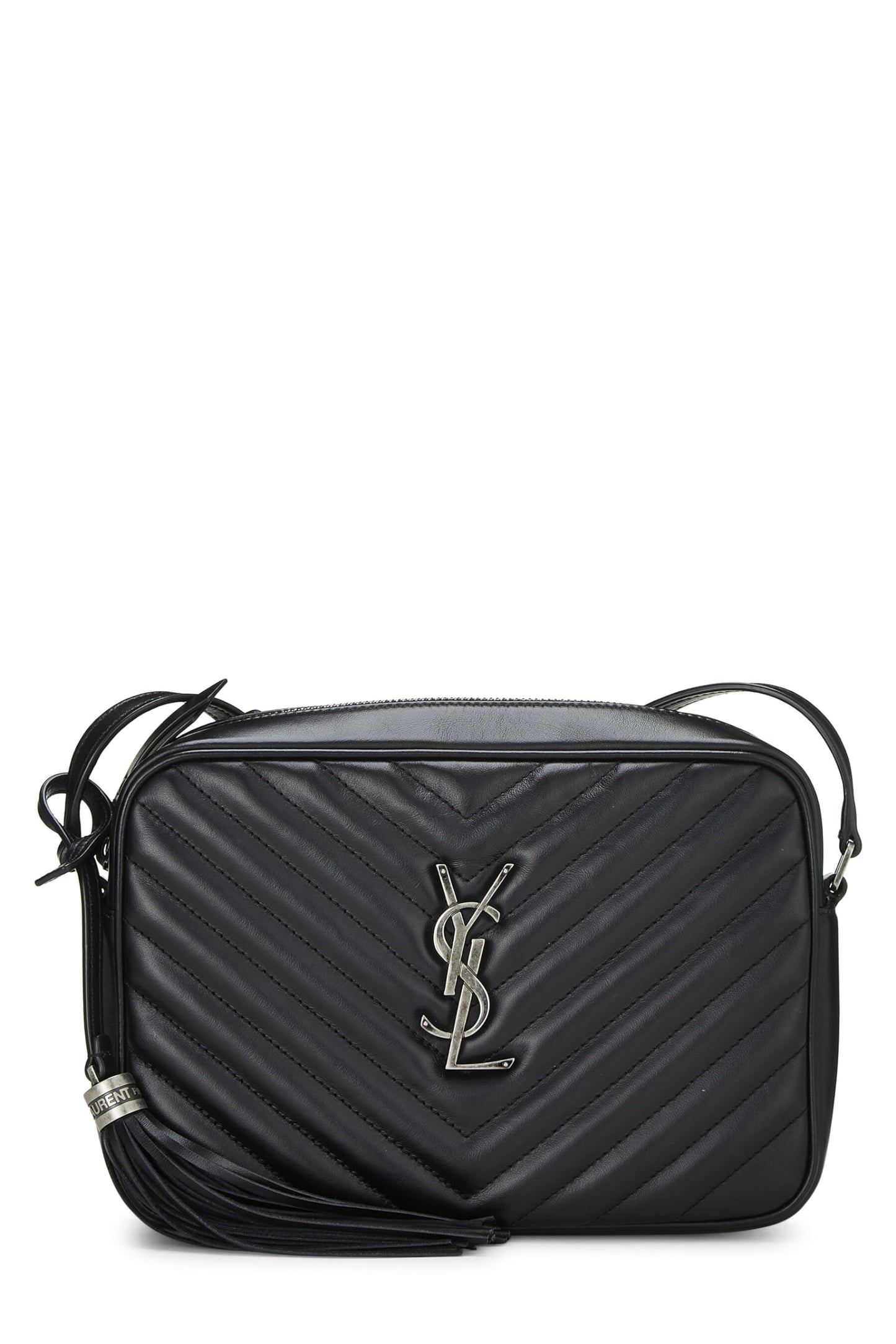 Yves Saint Laurent, Bolso para cámara Lou de piel de becerro acolchado negro Pre-Loved, Negro