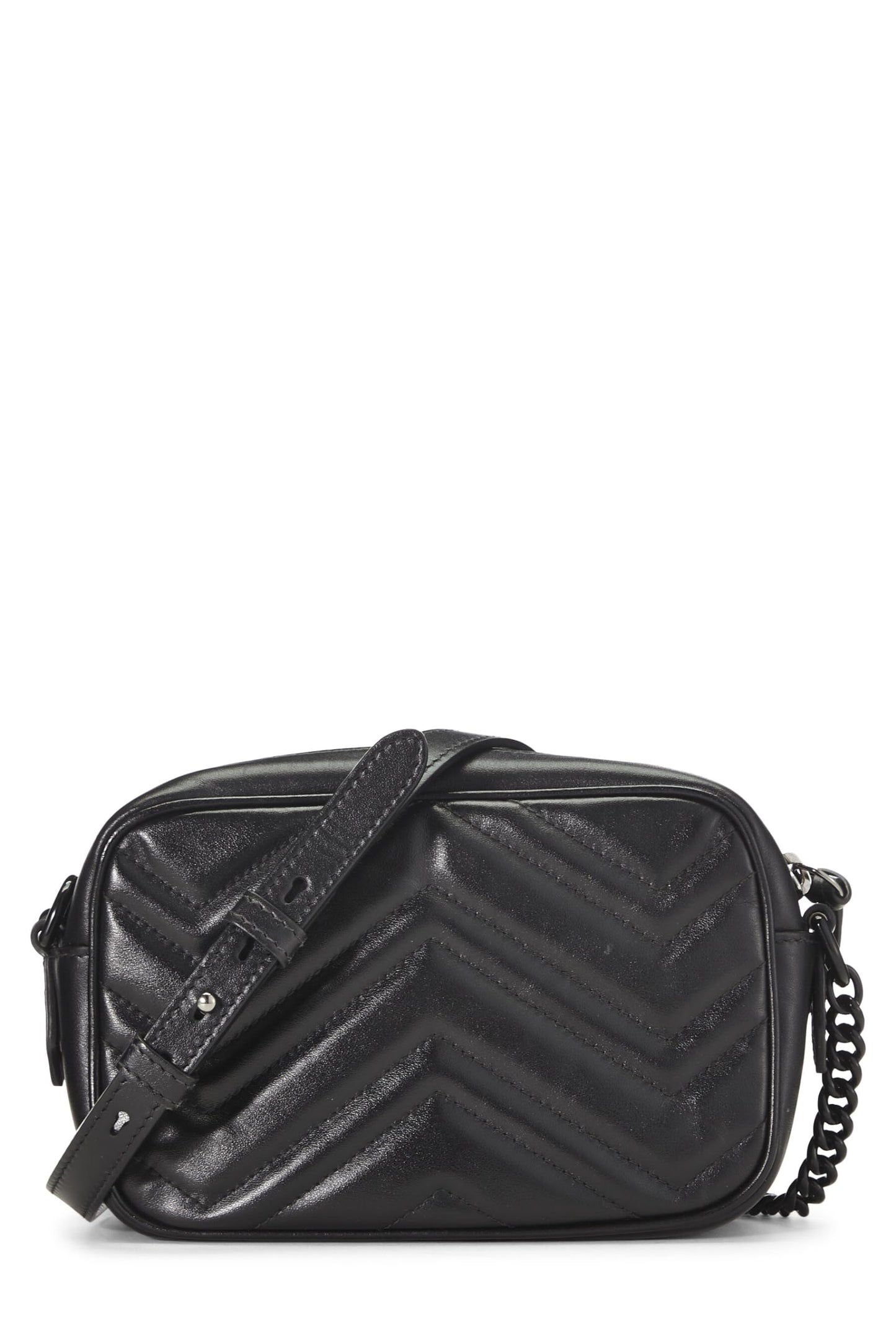 Gucci, Mini sac bandoulière GG Marmont en cuir noir d'occasion, noir