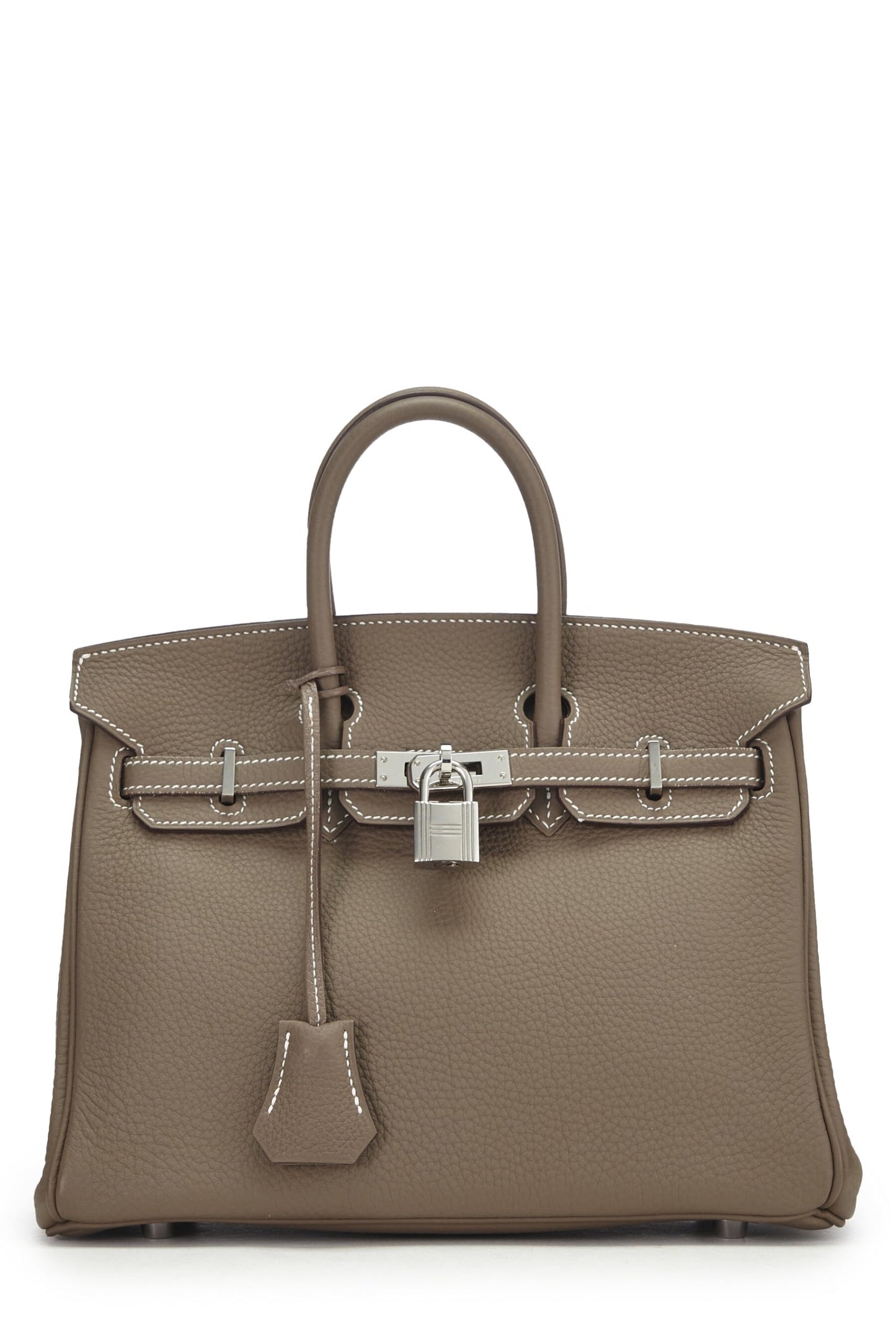 Hermès, sac Togo Birkin 25 étoupe gris d'occasion, étoupe