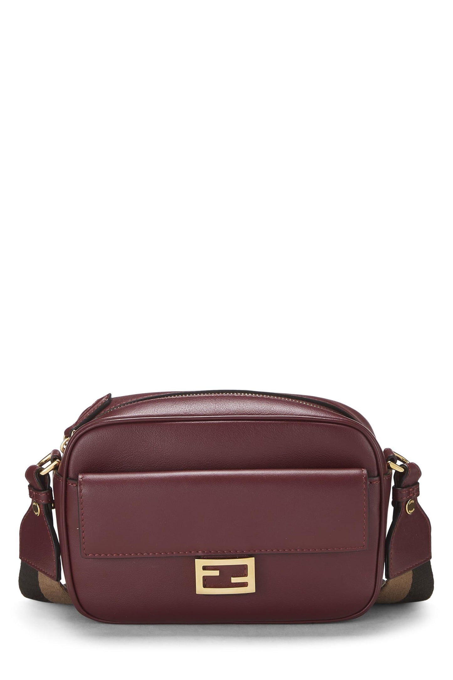 Fendi, Baguette Camera Medium en cuir bordeaux d'occasion, bordeaux