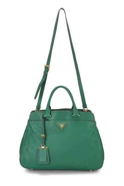 Prada, Sac à main convertible Vitello Daino vert pré-aimé, Vert