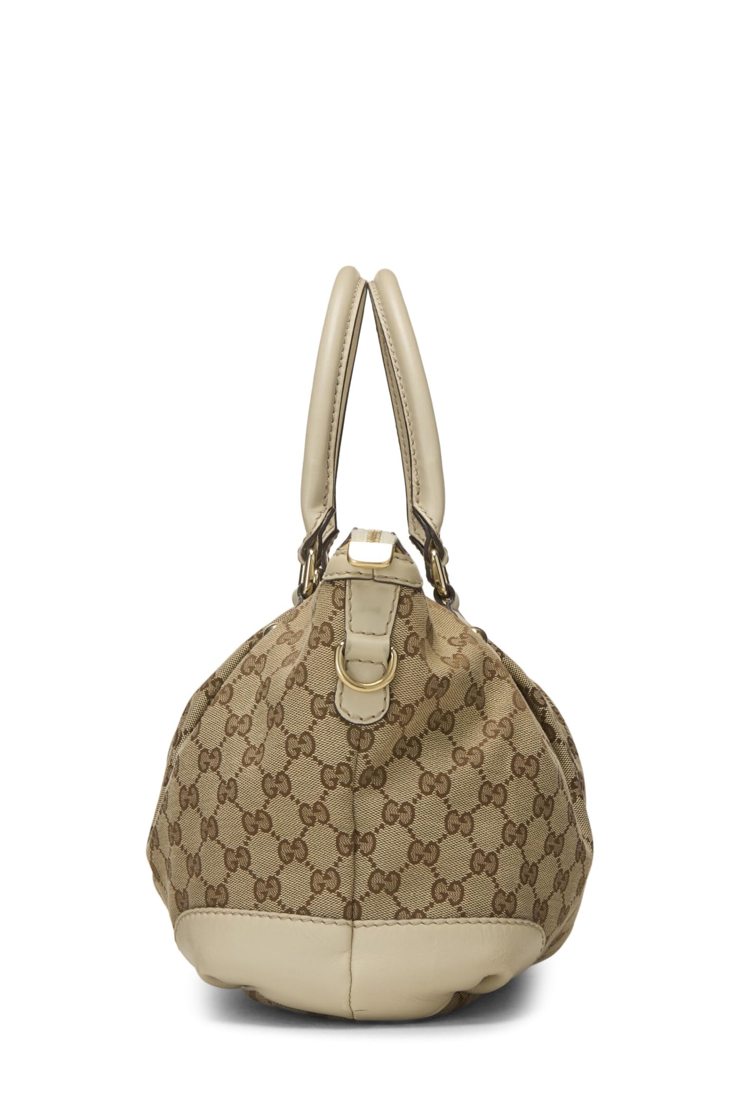 Gucci, Hobo Sukey grande con cremallera de lona GG original blanca Pre-Loved, Blanco