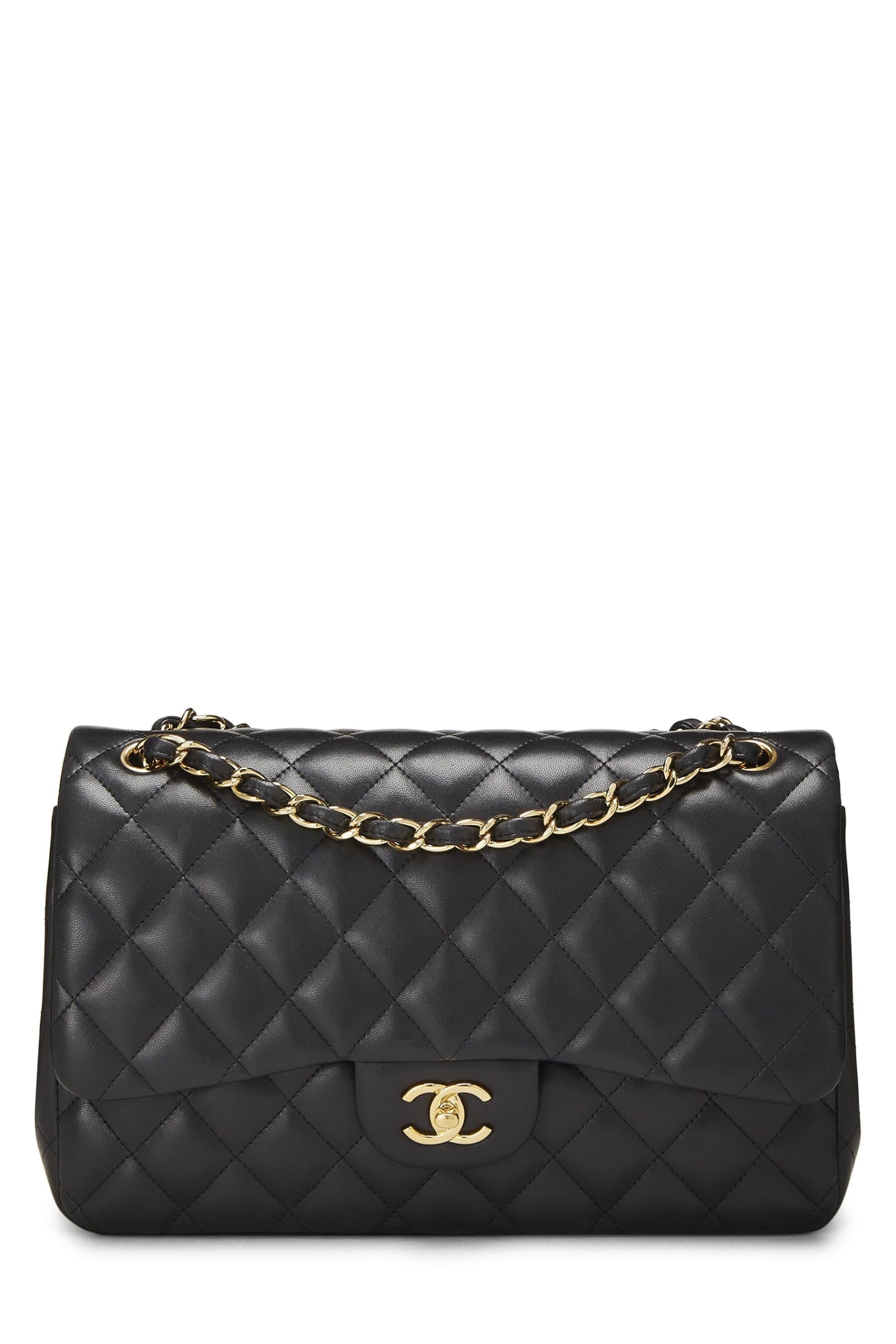 Chanel, Pre-Loved Black Quilted Lambskin New Classic Double Flap Jumbo, Black