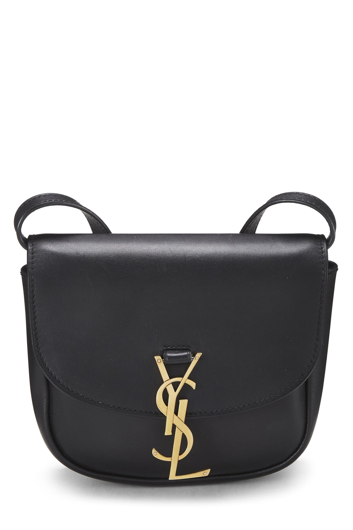 Yves Saint Laurent, Bandolera Kaia de piel de becerro negra Pre-Loved, Negro