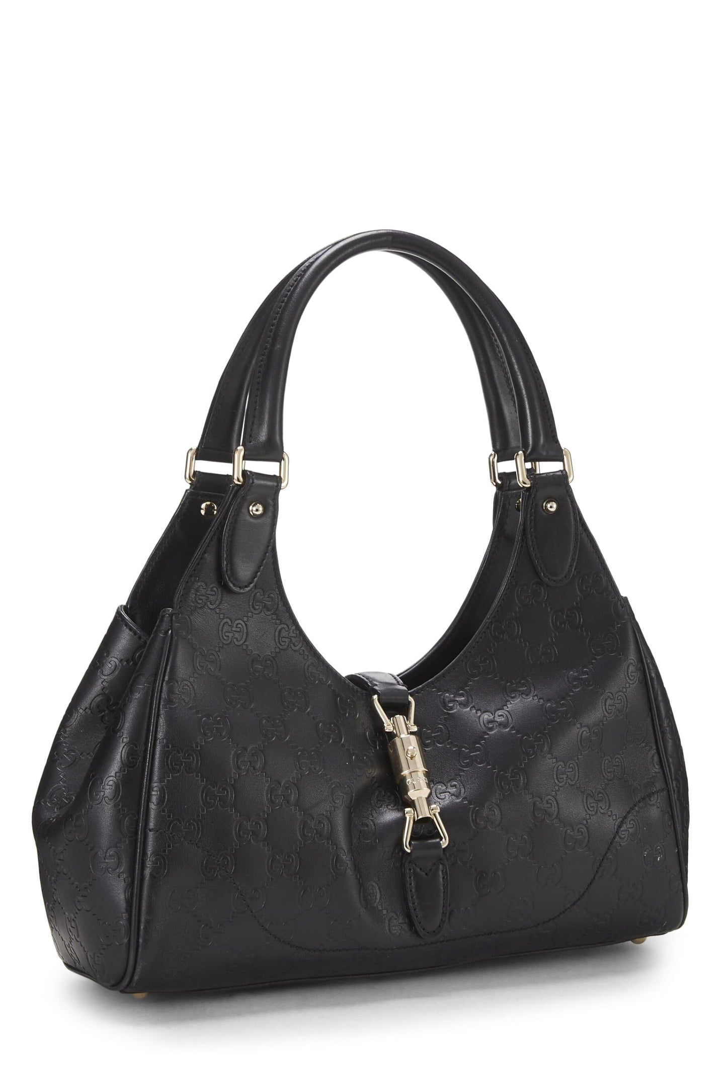 Gucci, Bolso Bardot De Cuero Guccissima Negro Pre-Loved, Negro