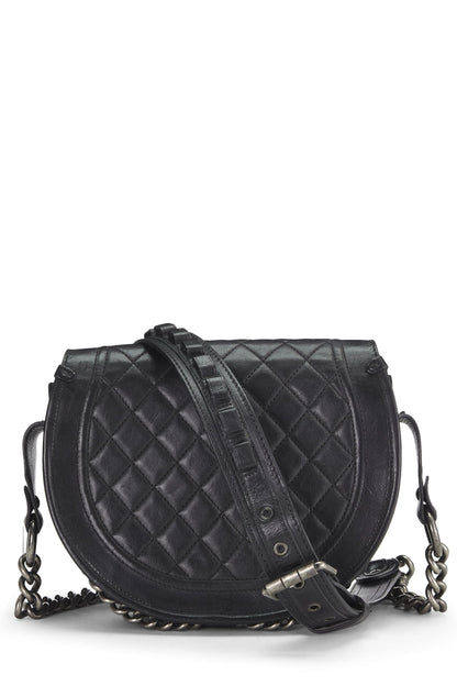 Chanel, Pre-Loved Paris-Dallas Black Quilted Calfskin Studded Saddle Bag, Black