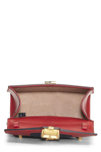 Gucci, Pre-Loved Red Leather Web Sylvie Mini, Red