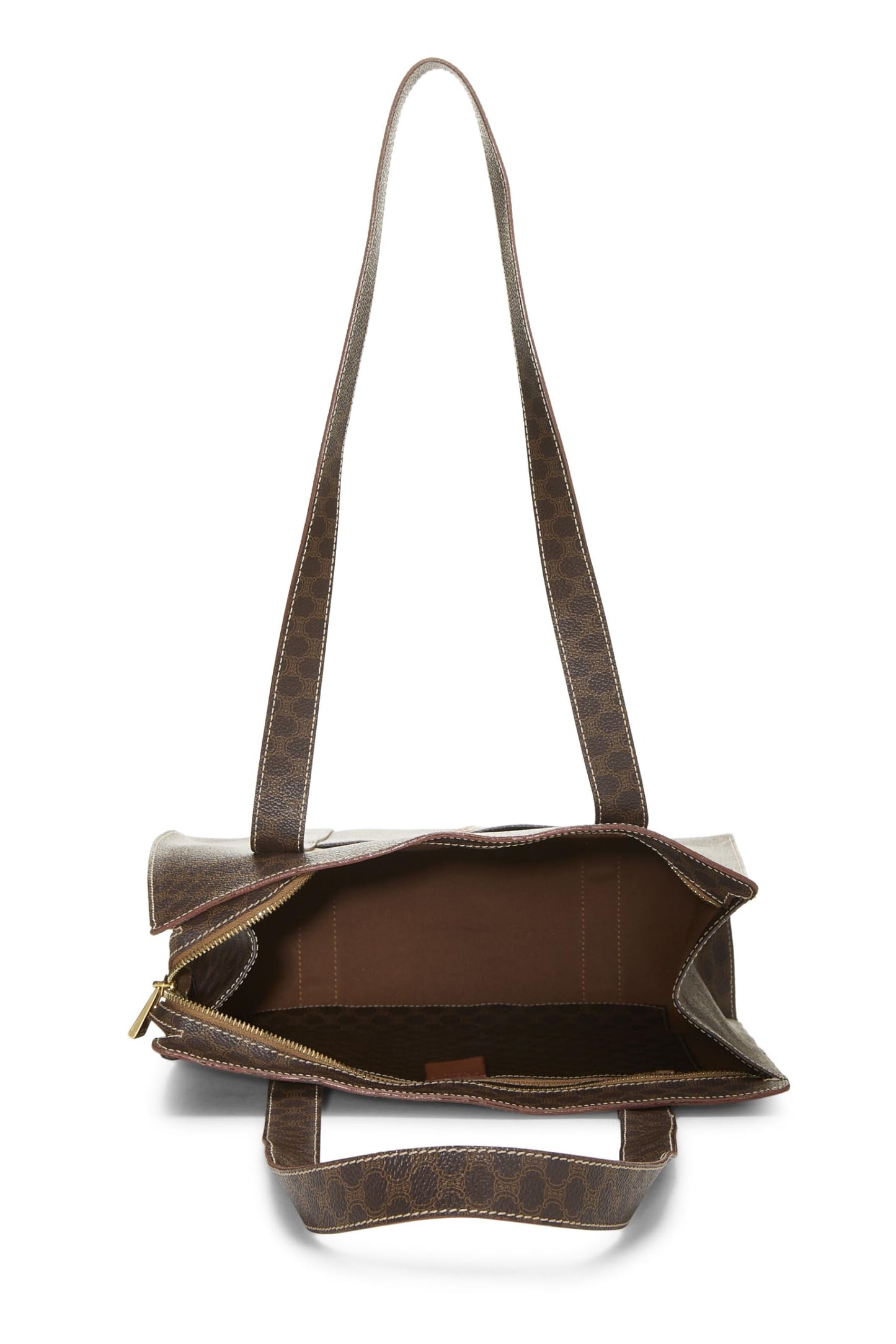 Céline, Pre-Loved Brown Coated Canvas Macadam Tote, Brown