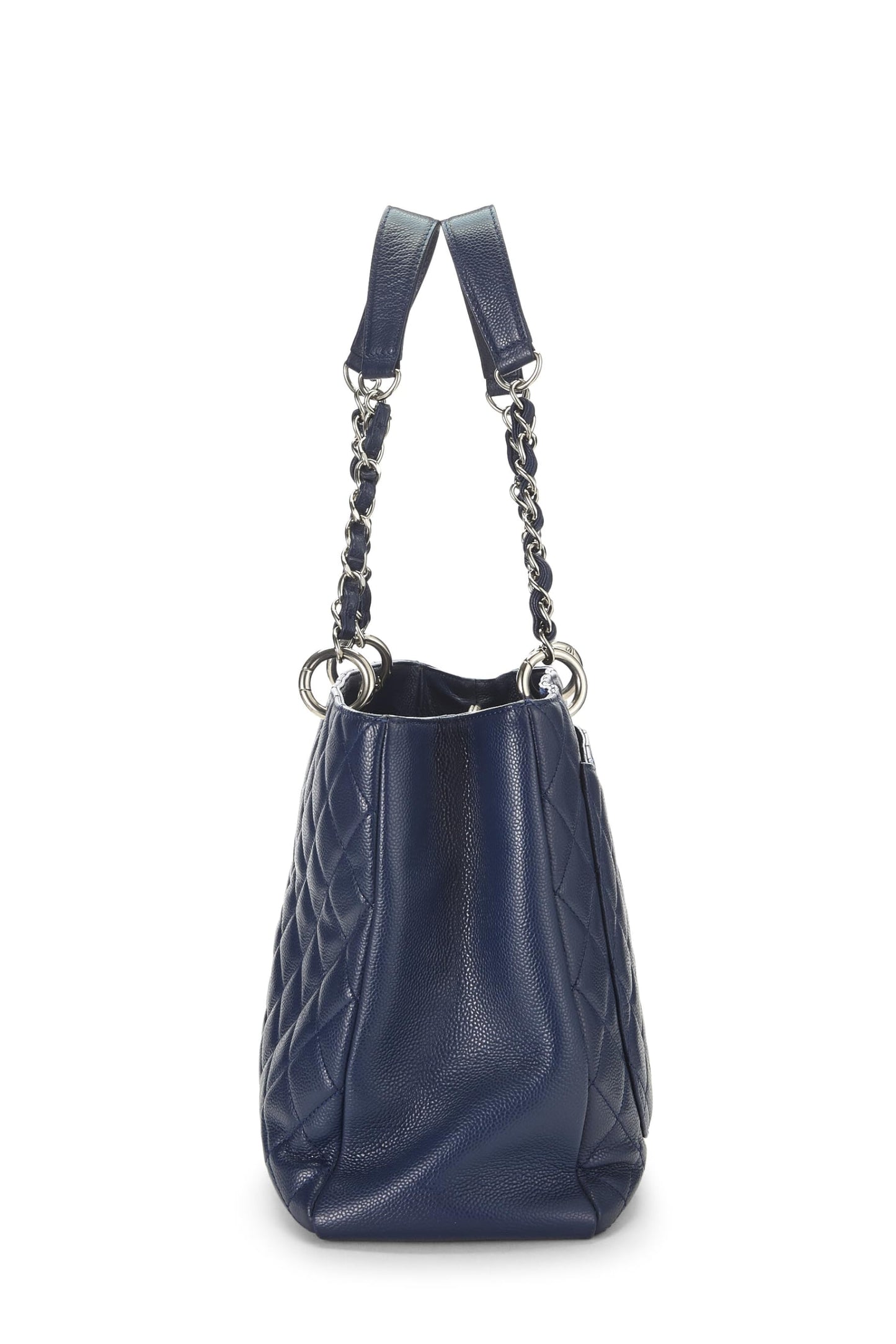 Chanel, Grand sac cabas matelassé bleu marine d'occasion (GST) XL, bleu marine