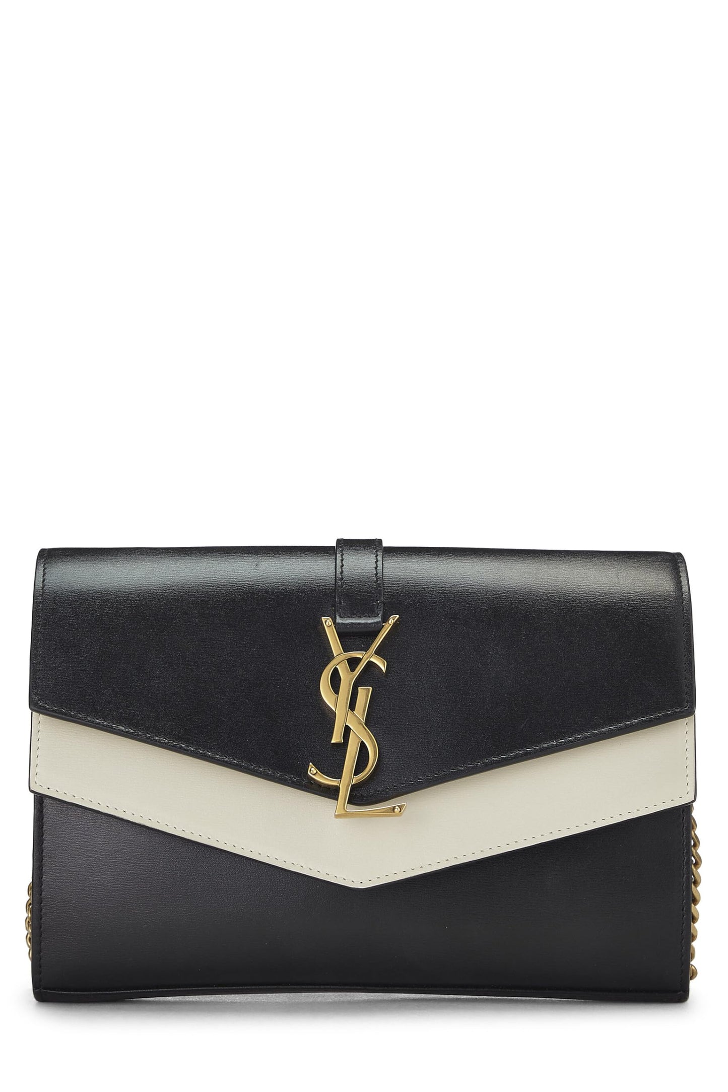 Yves Saint Laurent, Pre-Loved Black Calfskin Sulpice Wallet On Chain (WOC), Multi