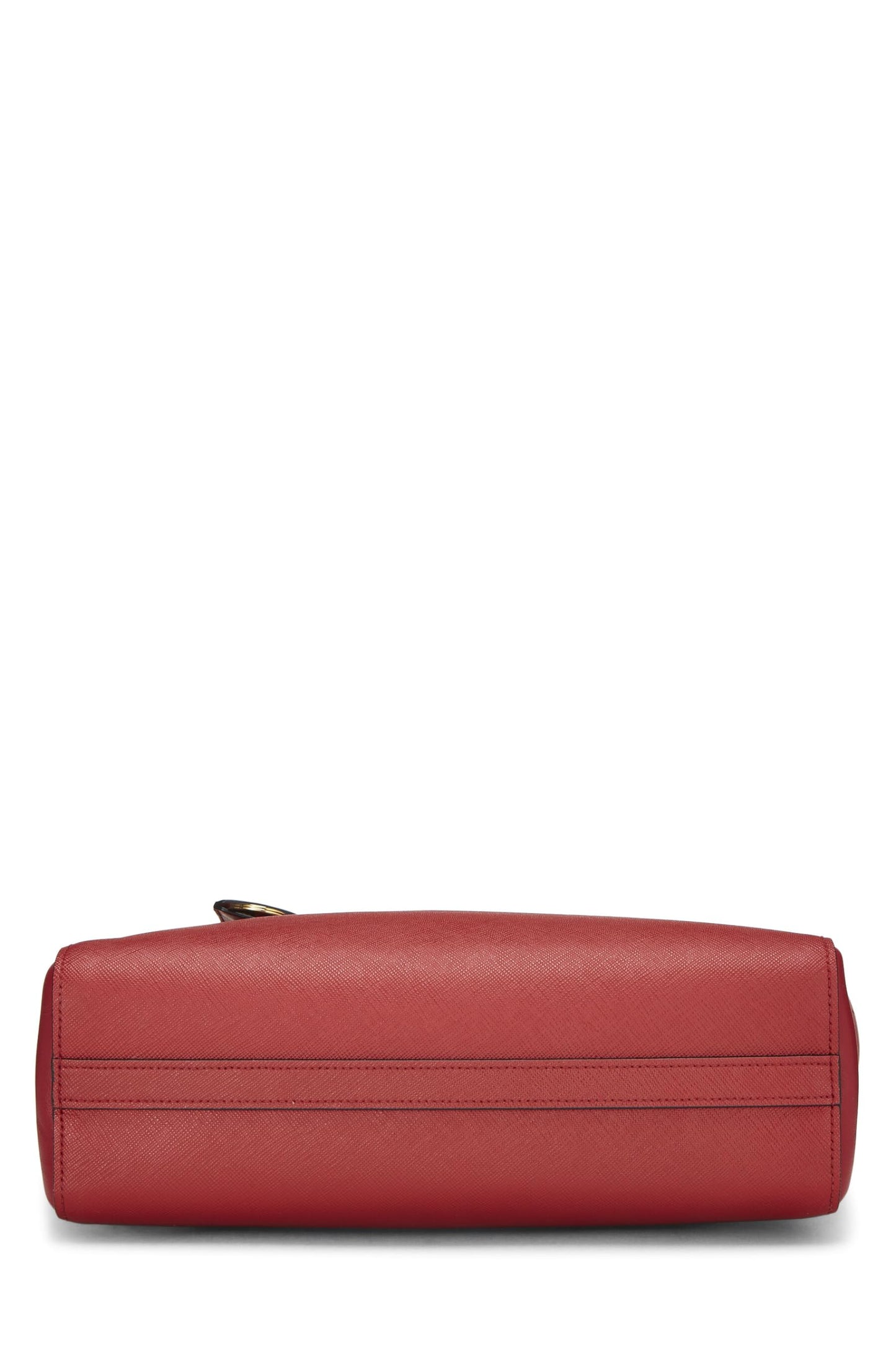 Prada, sac à main convertible en cuir Saffiano rouge d'occasion, petit modèle, rouge