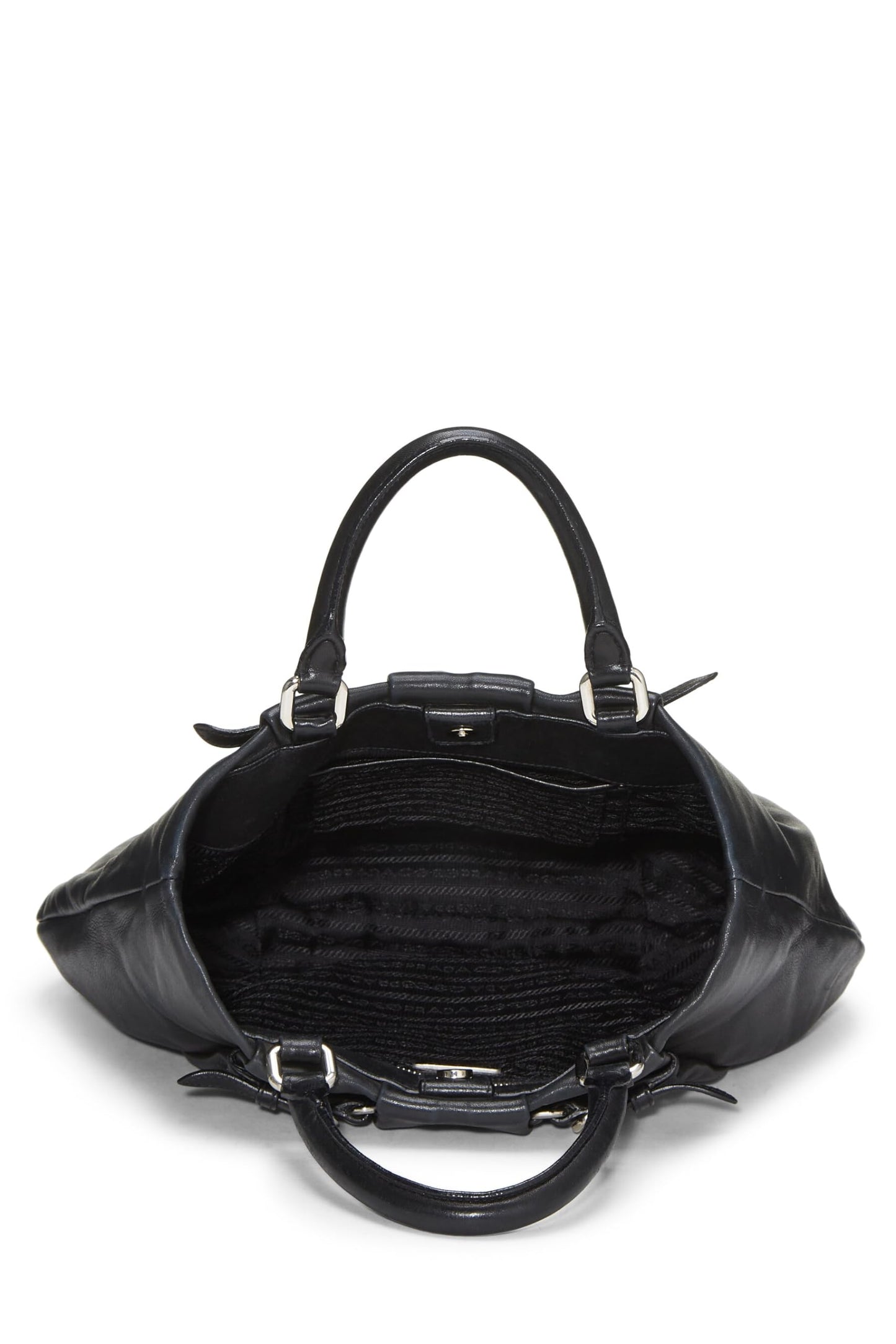 Prada, Pre-Loved Black Calfskin Convertible Handbag, Black