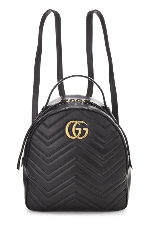 Gucci, sac à dos GG Marmont en cuir noir d'occasion, noir