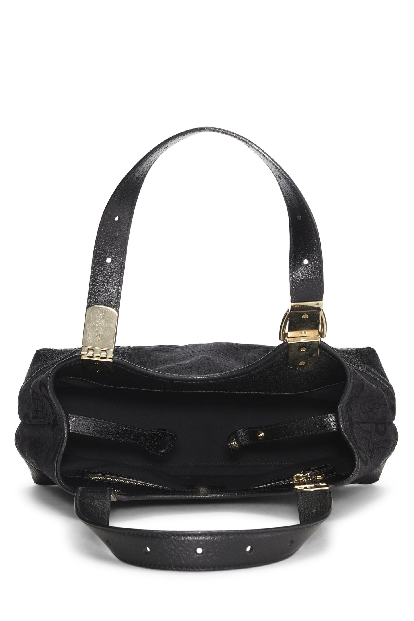 Gucci, sac fourre-tout en toile noire d'occasion, petit modèle, noir