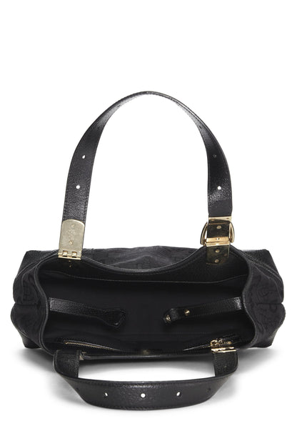 Gucci, sac fourre-tout en toile noire d'occasion, petit modèle, noir