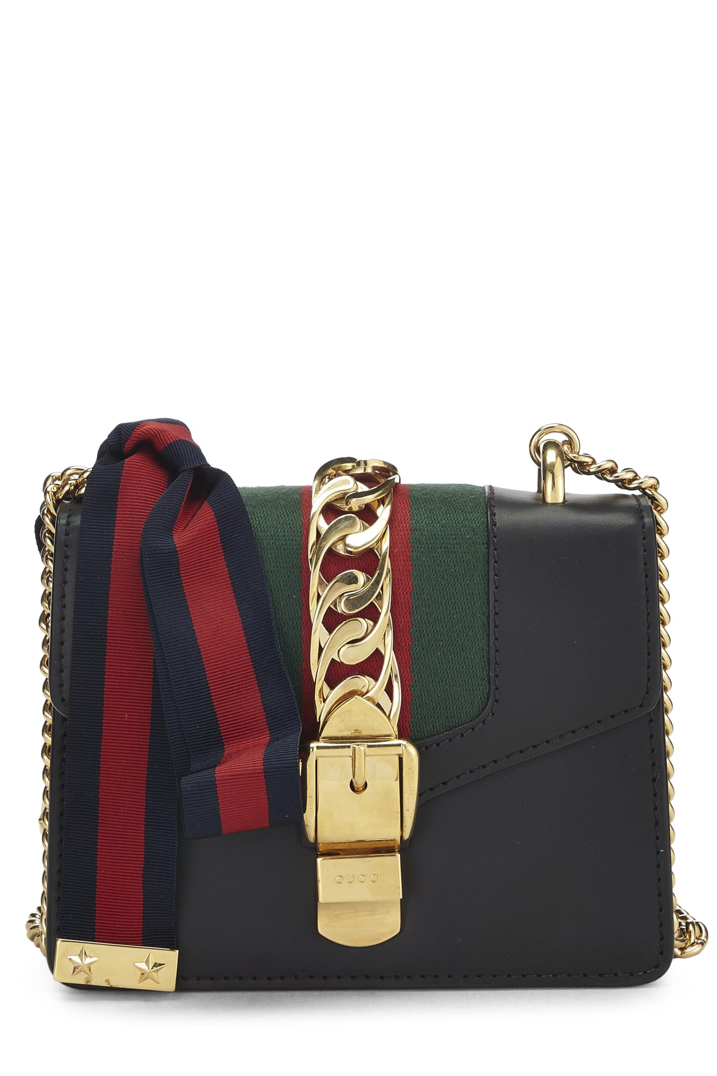 Gucci, Mini sac à chaîne Sylvie en cuir noir d'occasion, noir