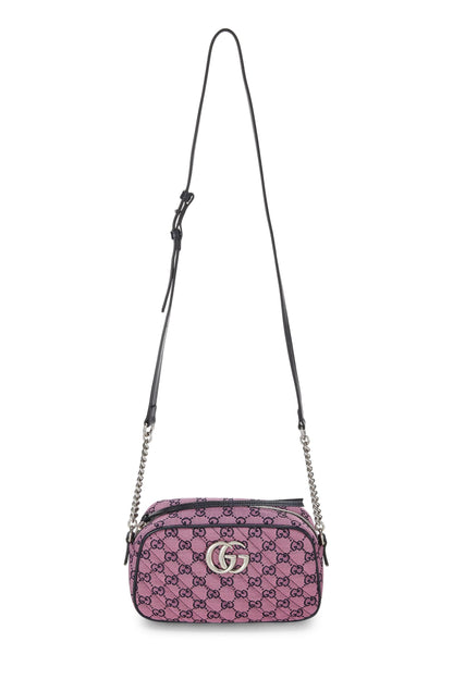 Gucci, sac à bandoulière Marmont en toile GG rose d'occasion, petit modèle, rose