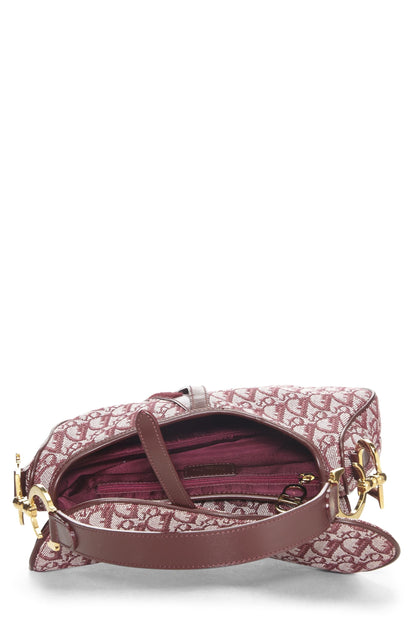 Dior, Pre-Loved Burgundy Trotter Canvas Saddle Bag, Burgundy