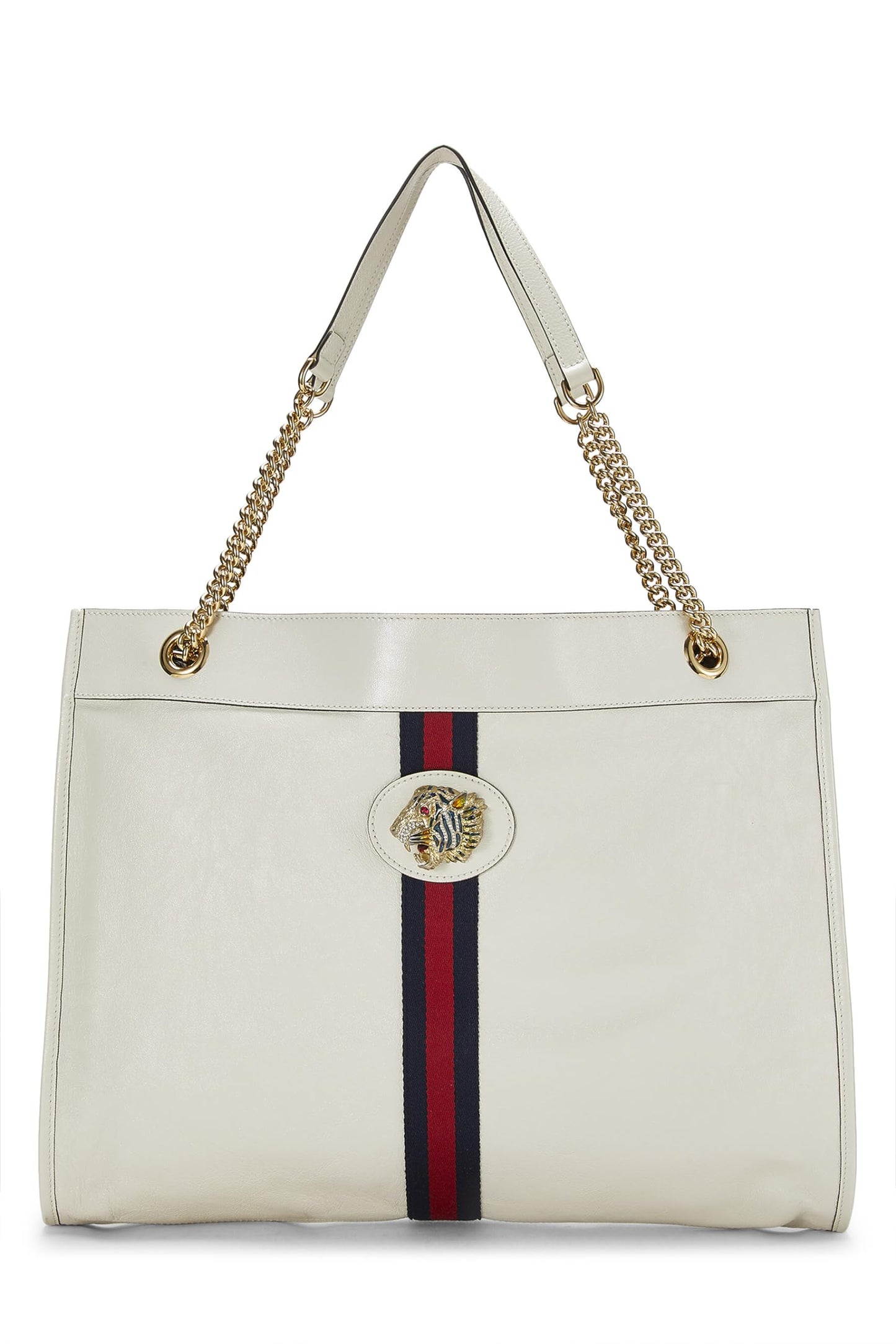 Gucci, grand sac fourre-tout en cuir blanc Web Rajah d'occasion, blanc