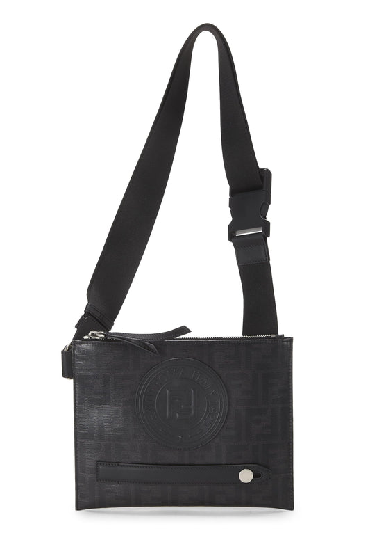 Fendi, sac à bandoulière en toile enduite noire Zucca d'occasion, noir