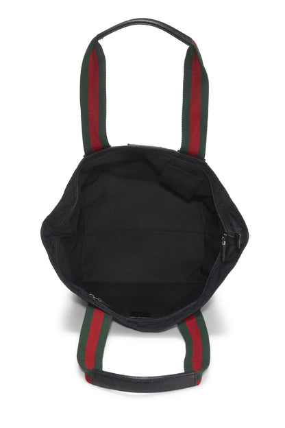 Gucci, sac fourre-tout souple zippé en toile GG noir d'occasion, petit modèle, noir