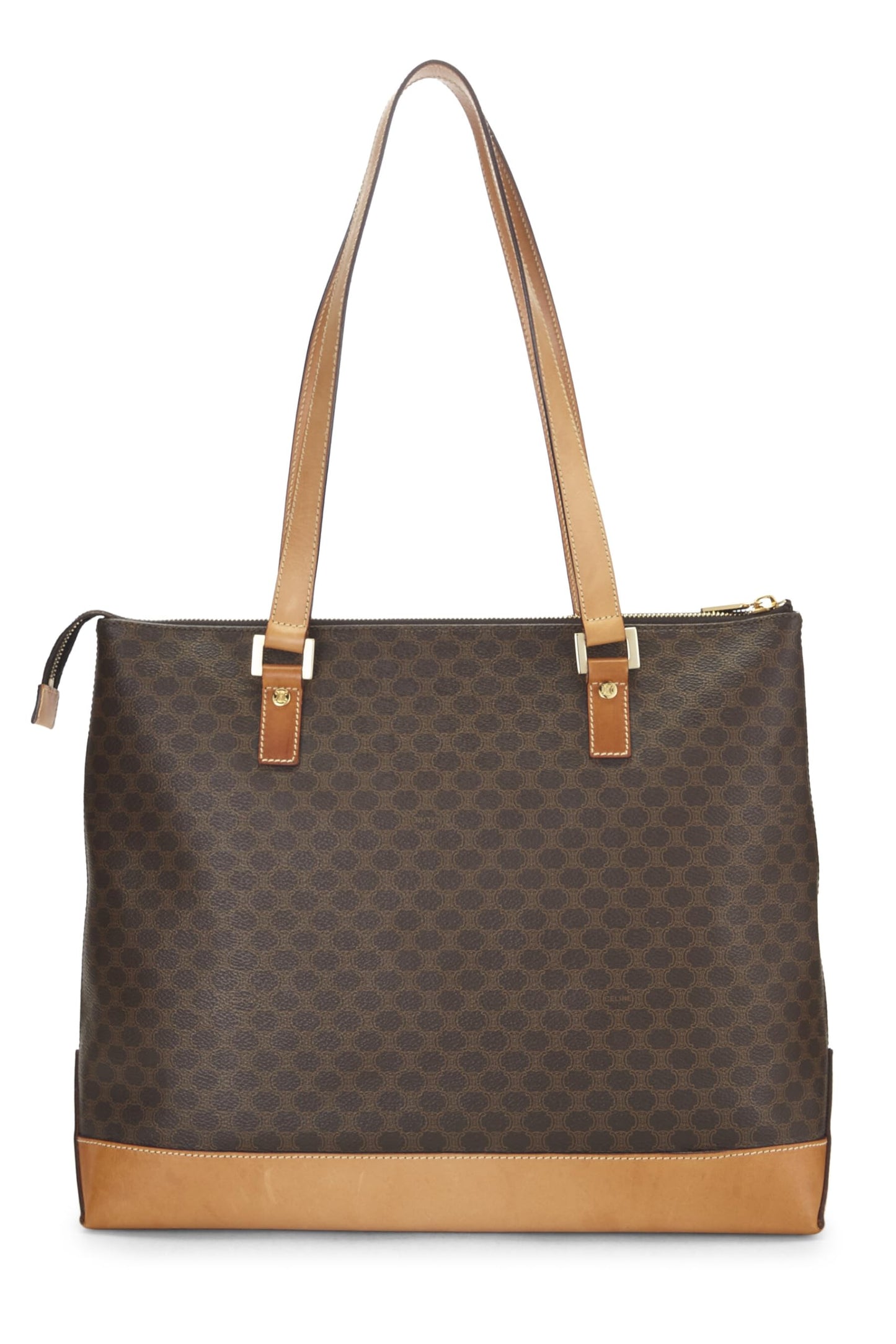 Céline, Pre-Loved Brown Coated Canvas Macadam Tote, Brown