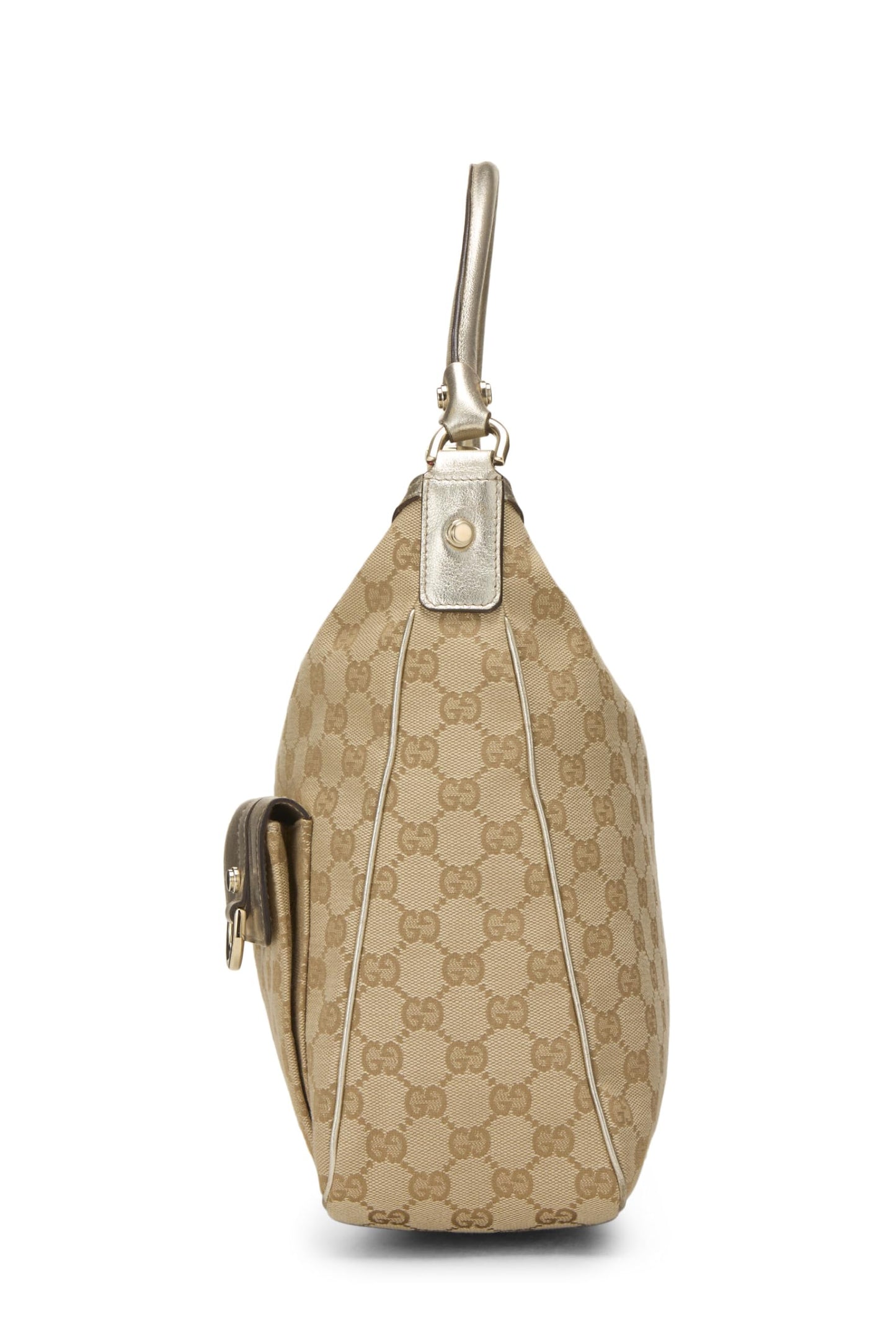 Gucci, Bolso de hombro Abbey de lona GG original dorado Pre-Loved, Dorado