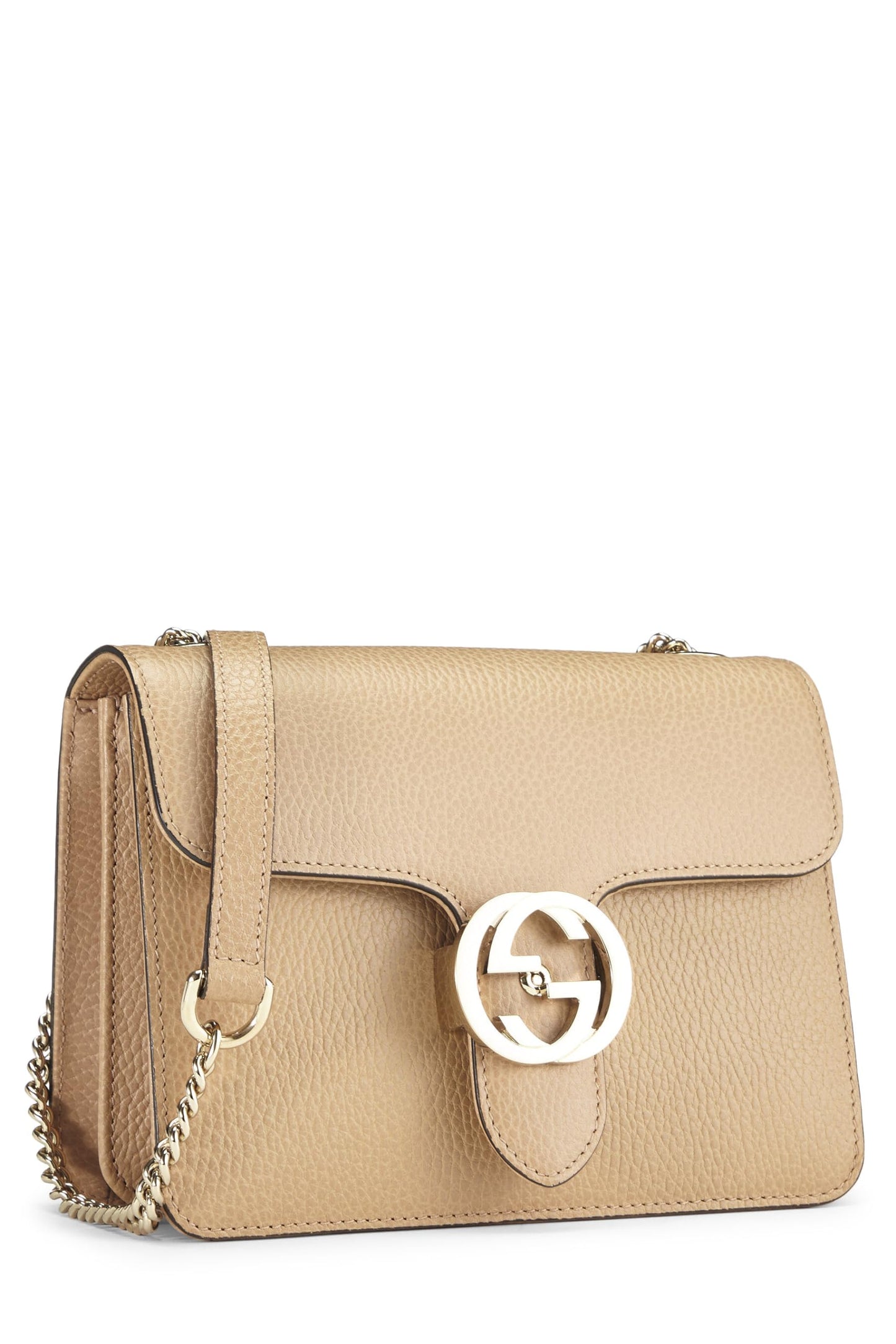 Gucci, sac à bandoulière entrelacé en cuir beige d'occasion, beige