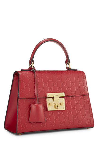 Gucci, Pre-Loved Red Guccissima Padlock Handbag Small, Red