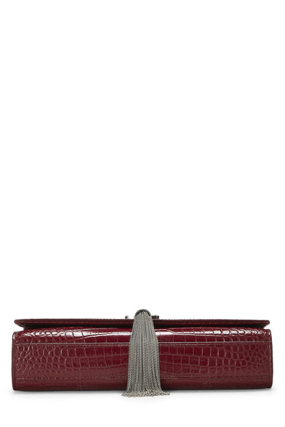 Yves Saint Laurent, Kate Tassel Medium en crocodile gaufré bordeaux d'occasion, bordeaux