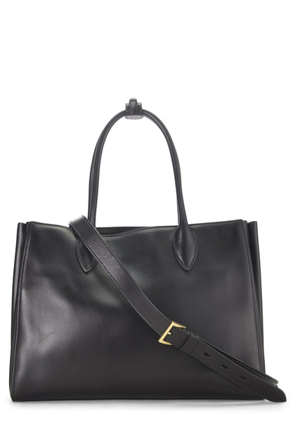 Prada, Pre-Loved Black Calfskin Bibliotheque Medium, Black