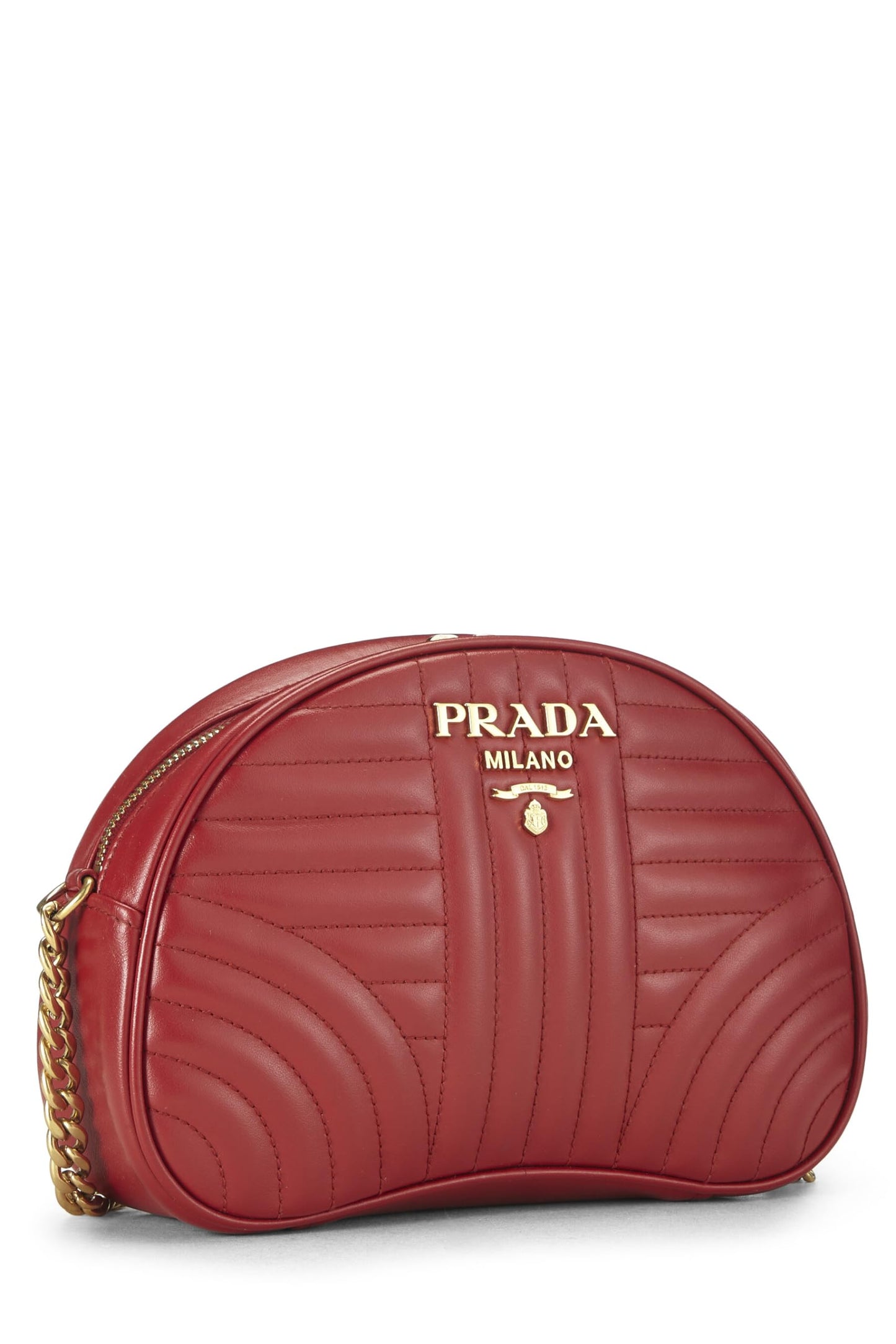 Prada, Bolso bandolera Diagramme de piel de becerro roja Pre-Loved, Rojo