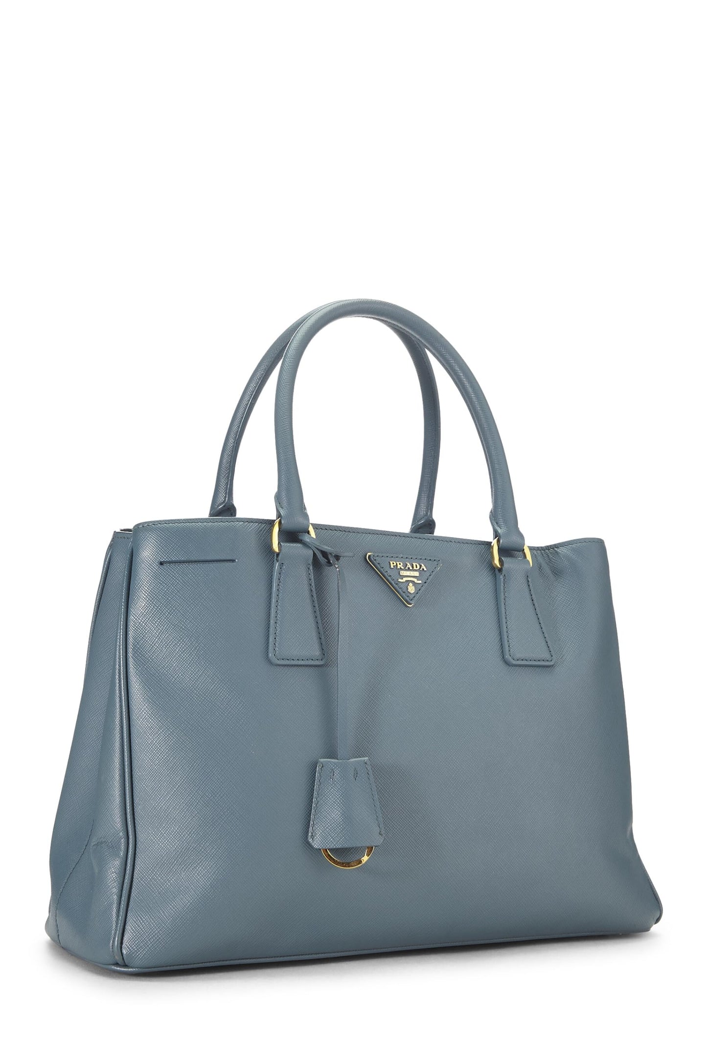 Prada, Bolso ejecutivo mediano Saffiano azul Pre-Loved, Azul