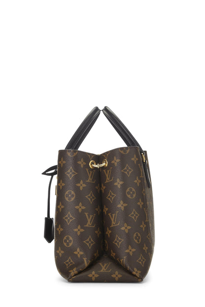 Louis Vuitton, sac fourre-tout en toile monogrammée noire à fleurs, d'occasion, noir