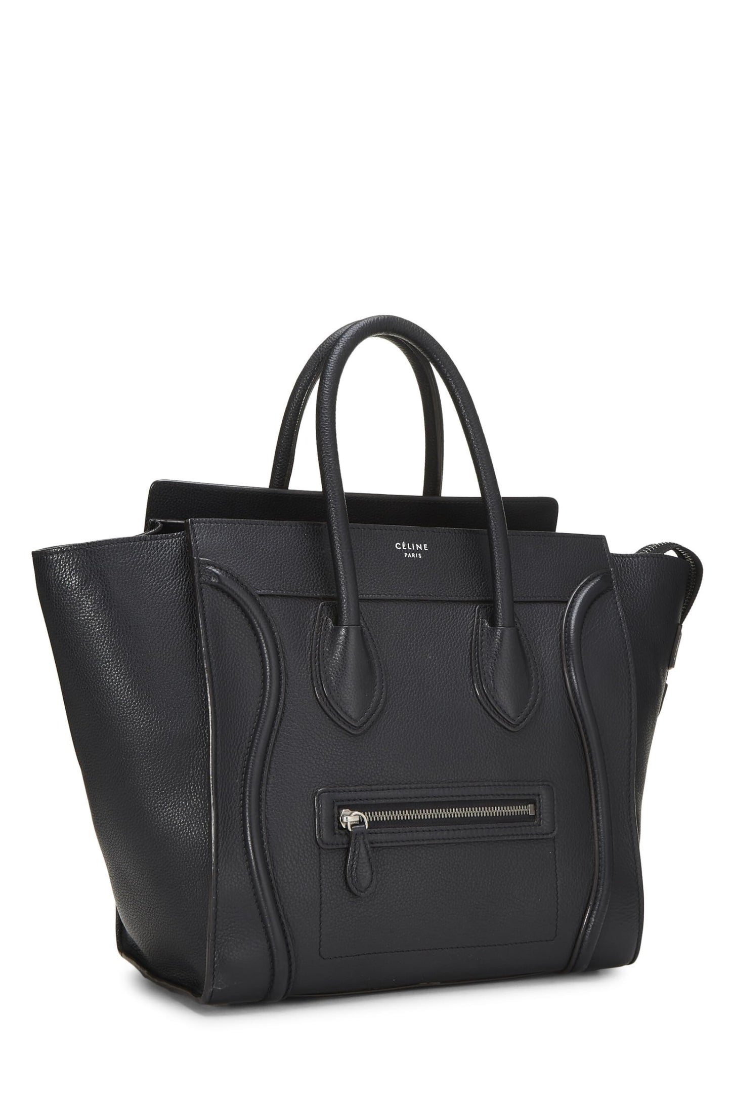 Céline, Pre-Loved Black Drummed Calfskin Luggage Mini, Black