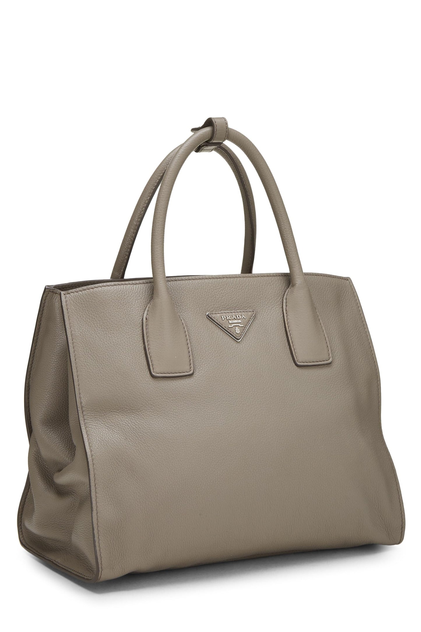 Prada, Cabas convertible Vitello Daino gris pré-aimé, Gris