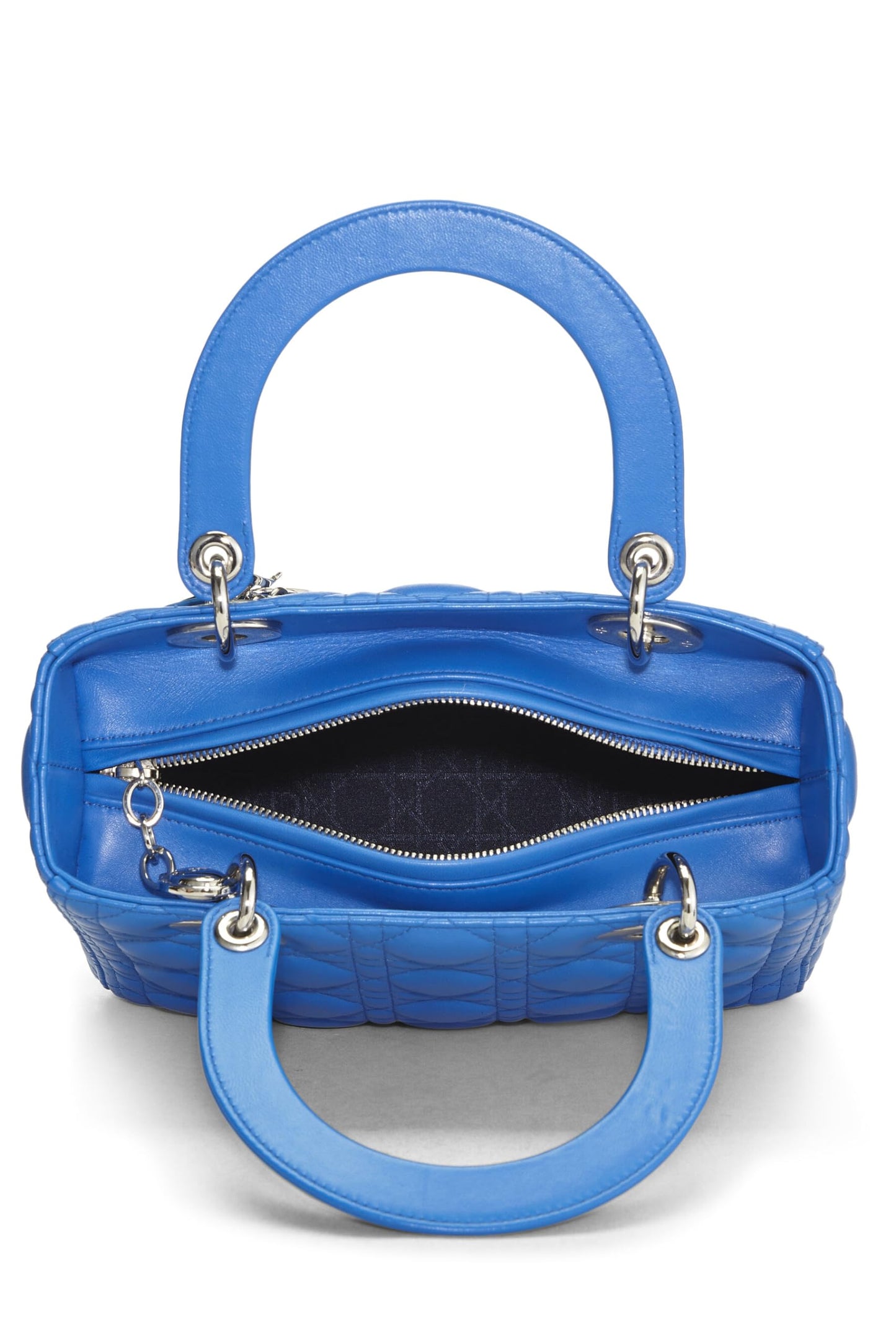 Dior, Pre-Loved Blue Cannage Piel de cordero acolchada Lady Dior Medium, Azul