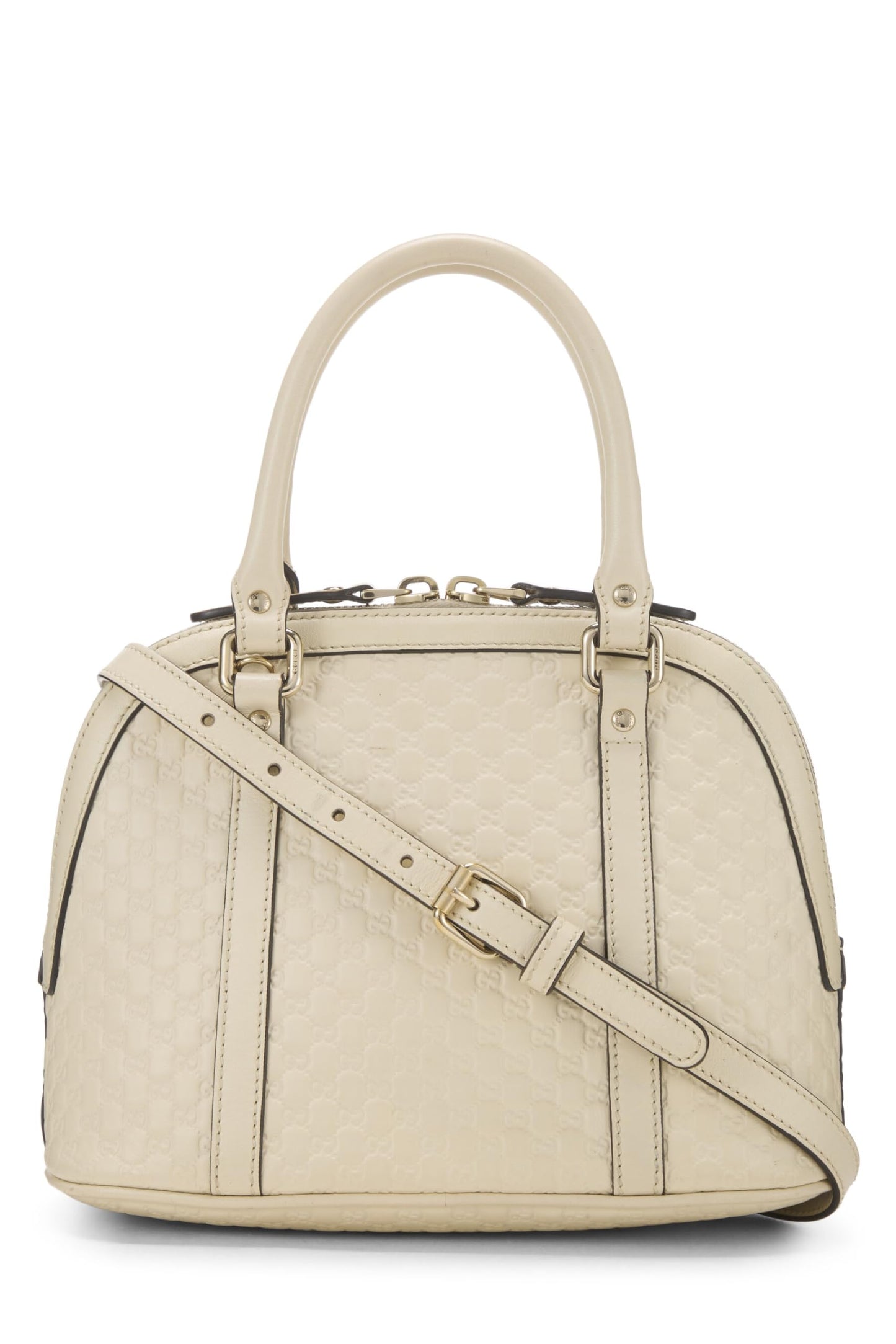 Gucci, Mini-sac Nice Dome en cuir microguccissima crème d'occasion, blanc