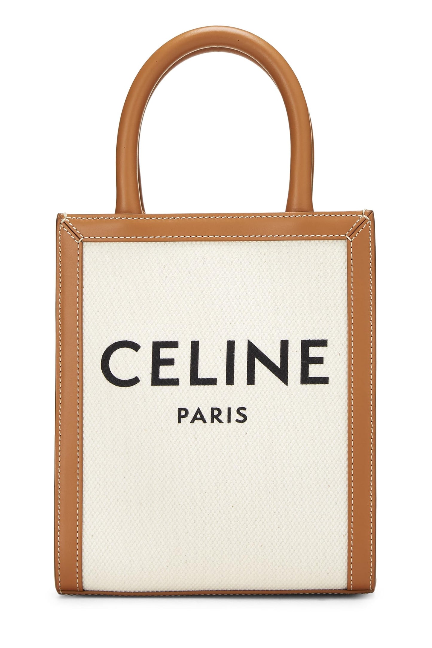 Céline, Pre-Loved White Canvas Vertical Cabas Mini, Beige