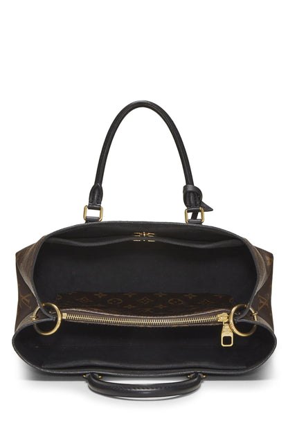 Louis Vuitton, sac fourre-tout zippé à fleurs Monogram noir d'occasion MM, noir