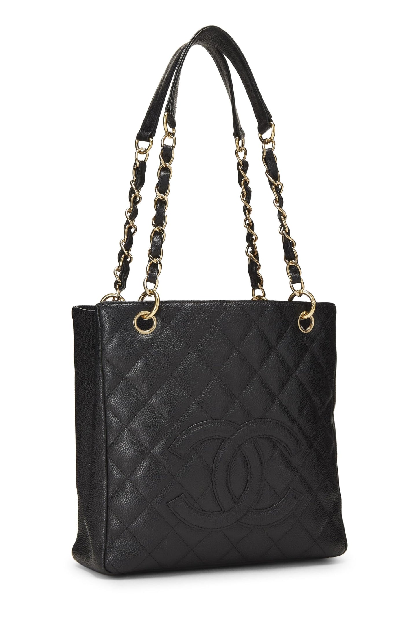 Chanel, Bolso shopping Petite de caviar acolchado negro Pre-Loved (PST), Negro