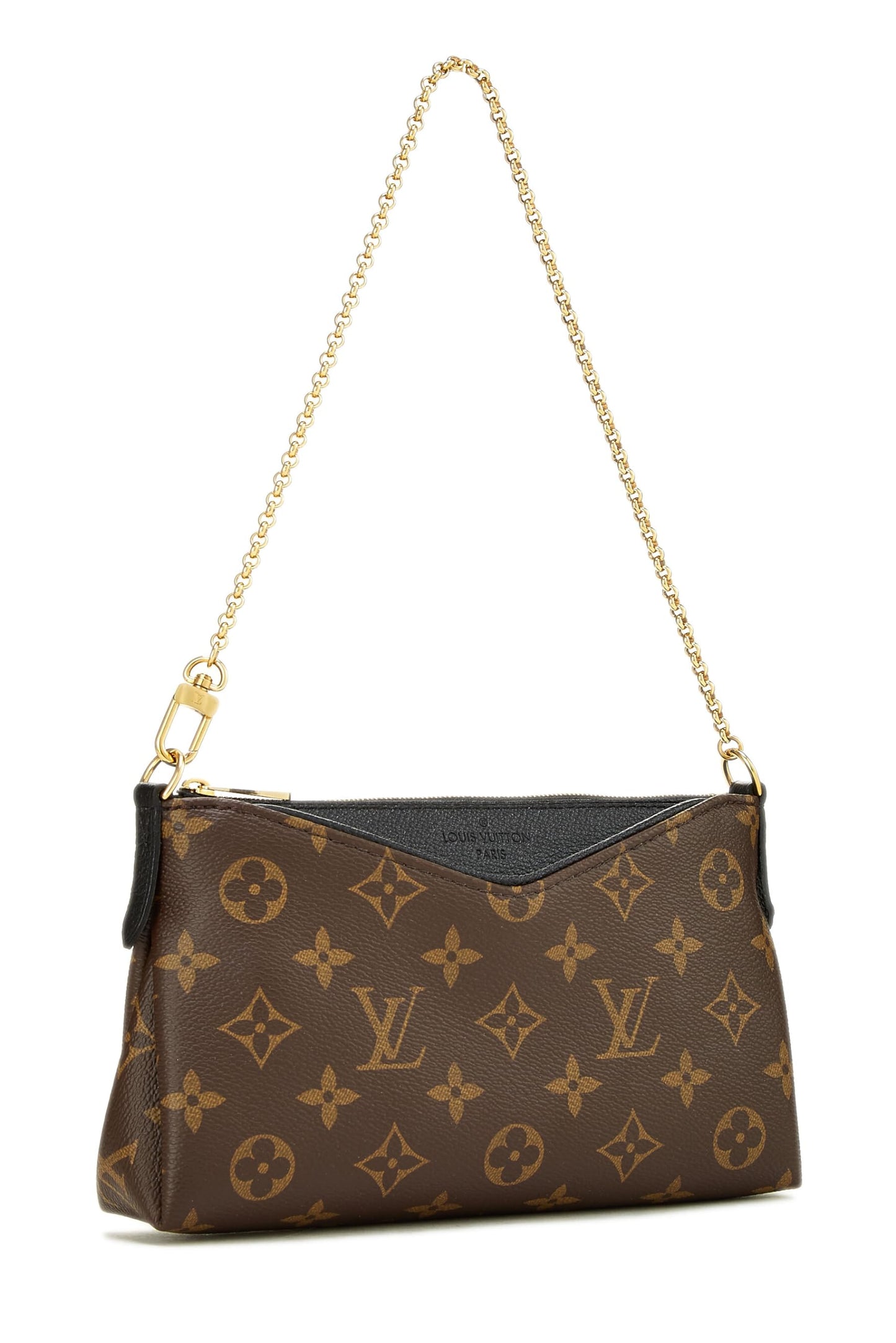 Louis Vuitton, Pre-Loved Black Monogram Canvas Pallas Clutch, Black